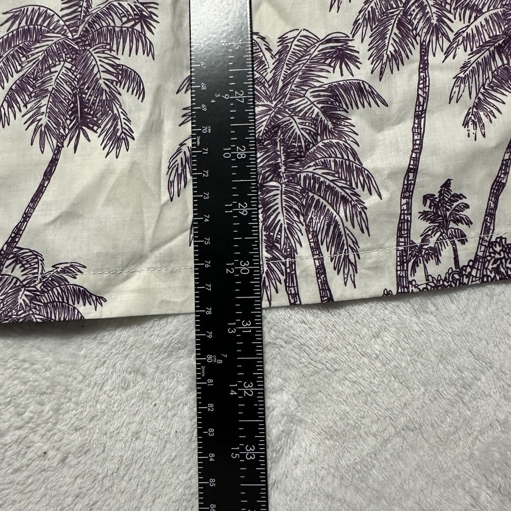 Tori Richard 2XL Aloha Shirt Cotton Coastal Engraving Purple Palm Tree Scenic - Picture 11 of 11
